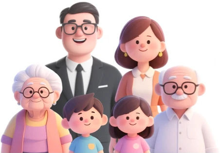 一家三代六口人